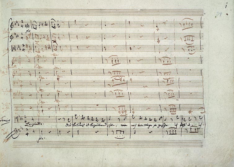 Notenblatt mit Noten und Text (öffnet Vergrößerung des Bildes)