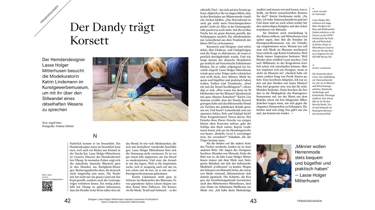 Seiten aus dem Magazin mit dem Beitrag zum Hemdendesigner (öffnet Vergrößerung des Bildes)