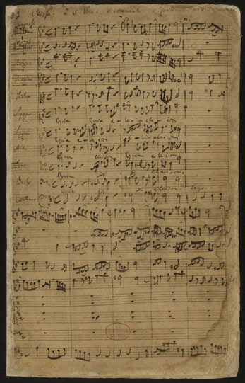 Erste Seite von Johann Sebastian Bachs Autograph der h-Moll-Messe (BWV 232) (öffnet Vergrößerung des Bildes)