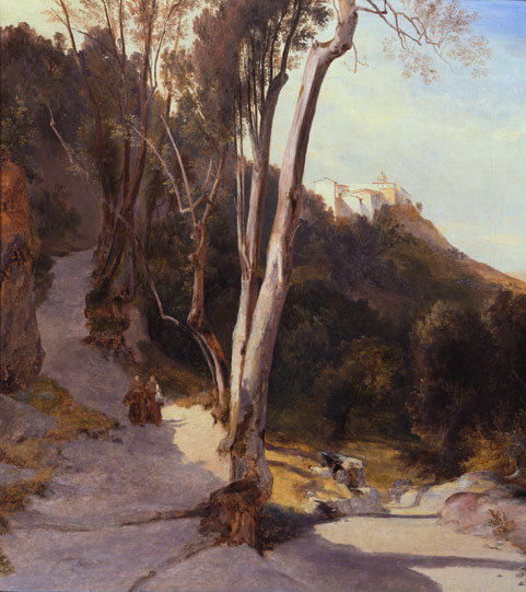 „Weg nach Castel Gandolfo“ von Carl Blechen Gemälde „Weg nach Castel Gandolfo“ von Carl Blechen