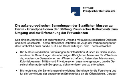 Grundpositionen zum Umgang mit außereuropäischen Sammlungen Grundpositionen zum Umgang mit außereuropäischen Sammlungen