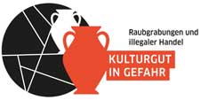 Logo der Tagung „Kulturgut in Gefahr. Raubgrabungen und illegaler Handel“ Logo der Tagung „Kulturgut in Gefahr. Raubgrabungen und illegaler Handel“