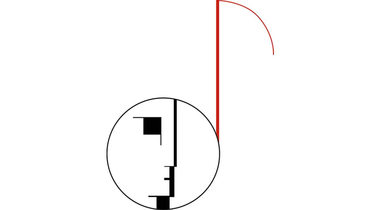 Logo zu Bauhaus und Musik CC0 Logo zu Bauhaus und Musik: Notenschlüssel im Bauhaus-Stil