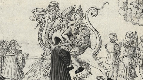 Der „Interimsdrache“: polemische Zeichnung gegen Johann Agricola, Oberhofprediger des Kurfürsten Joachim II, um 1548