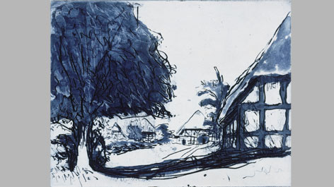 Ernst Ludwig Kirchner: „Fehmarnhäuser mit großem Baum“ (1908)