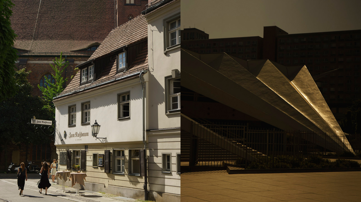 Zeugnisse der Vergangenheit in Mitte: Nicolaiviertel und Plattenbauten unter dem Fernsehturm © Max Zerrahn Zeugnisse der Vergangenheit in Mitte: Nicolaiviertel und Plattenbauten unter dem Fernsehturm