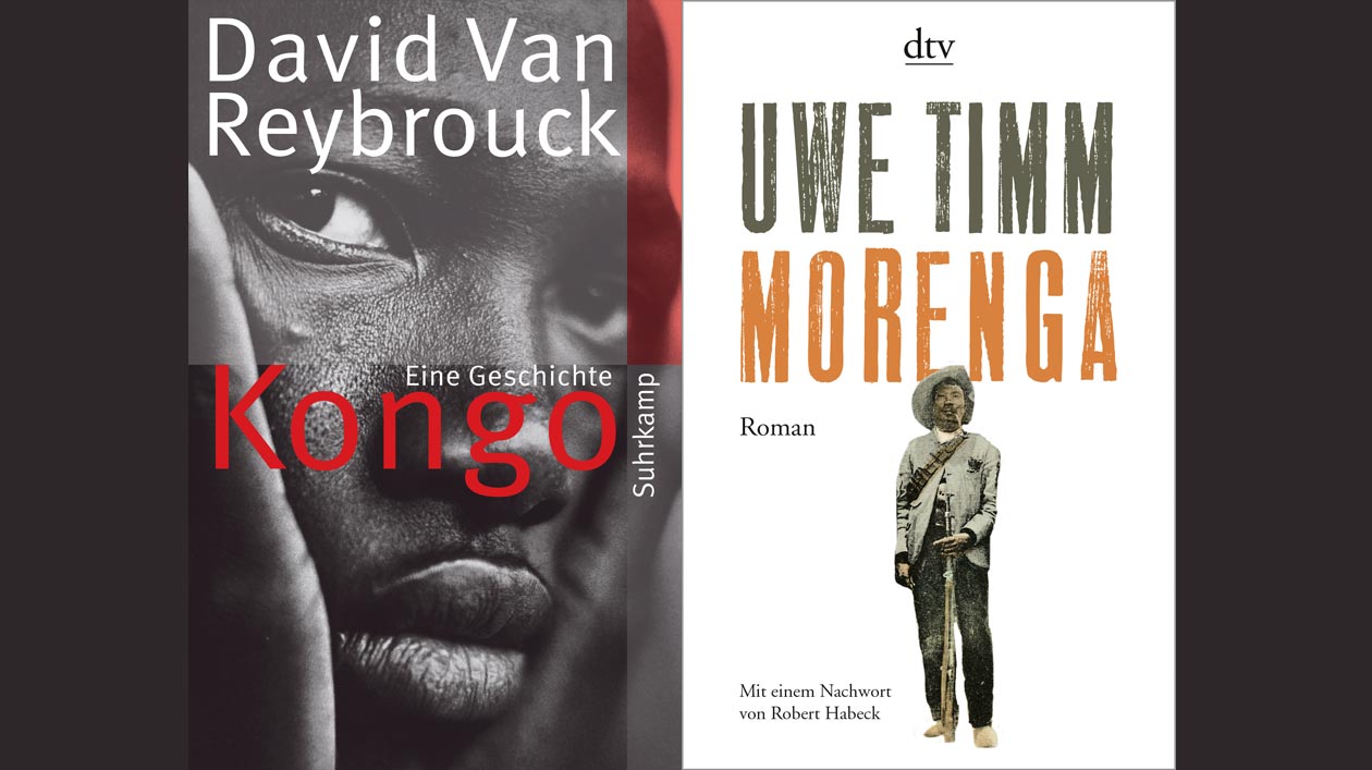 Buchcover „Kongo: Eine Geschichte“ und „Morenga“