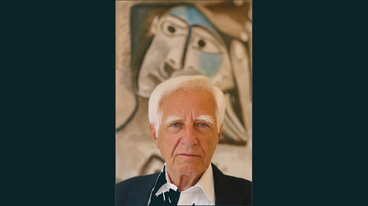 Portrait of a man in front of a painting