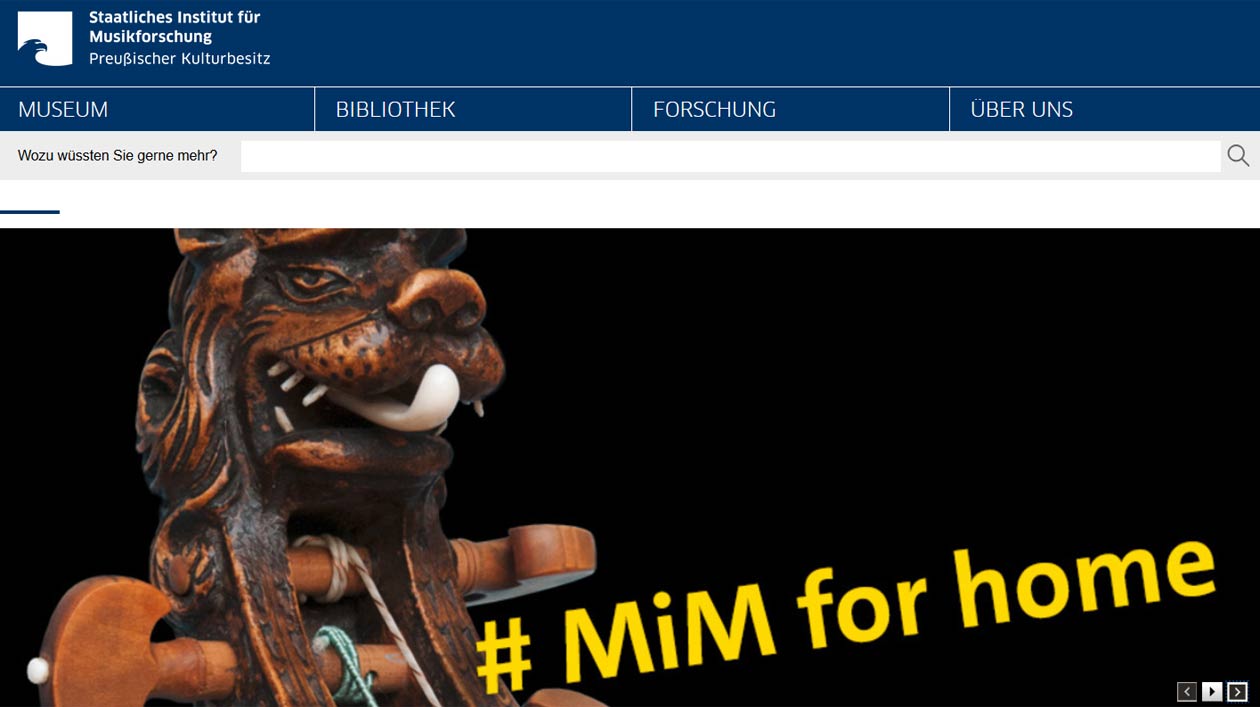 Neue Website des Staatlichen Instituts für Musikforschung Screenshot der Startseite der neuen SIM-Website