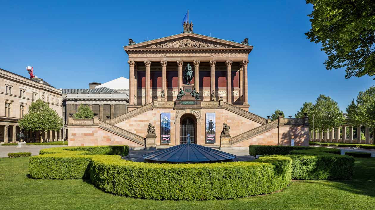 Temple-like museum building in sunny weather