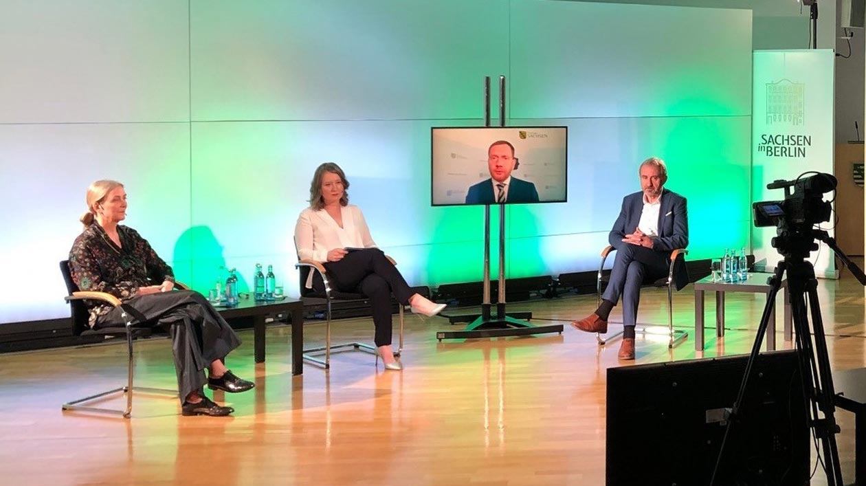 Discussion round in a television studio