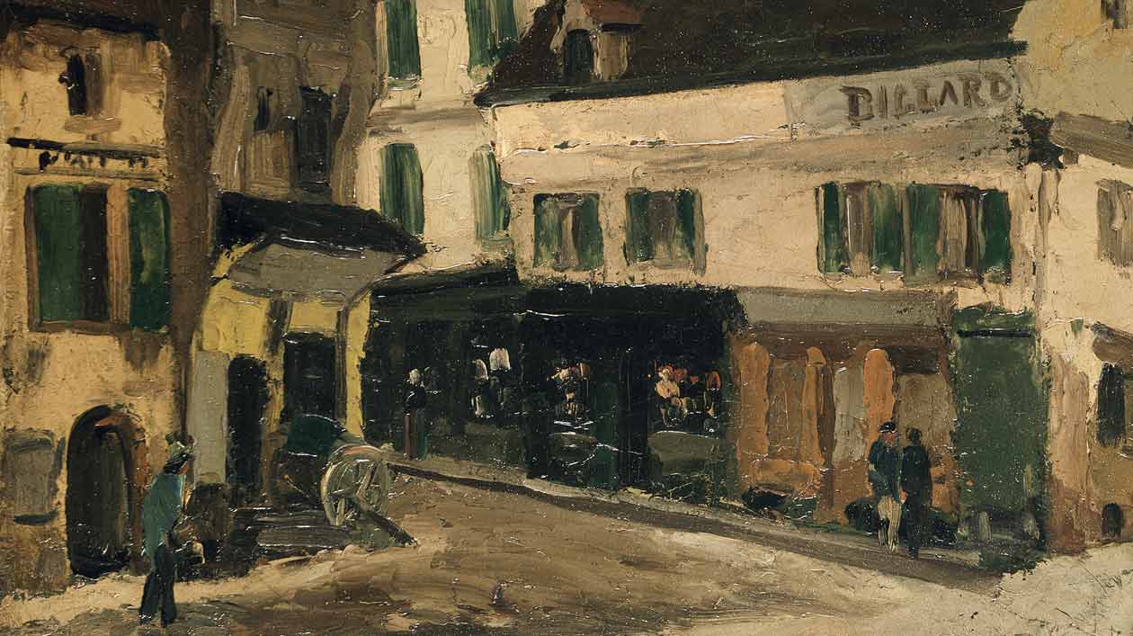 Camille Pissarro „Une Place à la Roche-Guyon“ (Detail) Detail of an oil painting