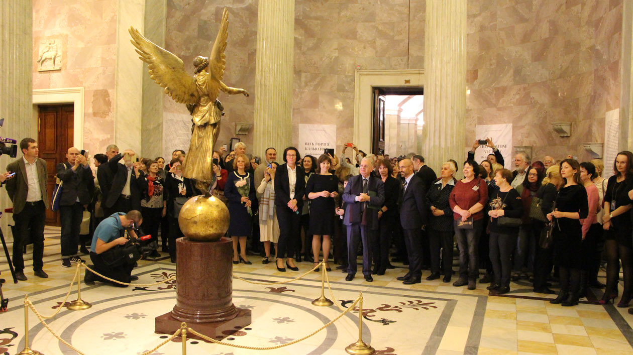 People at an exhibition opening