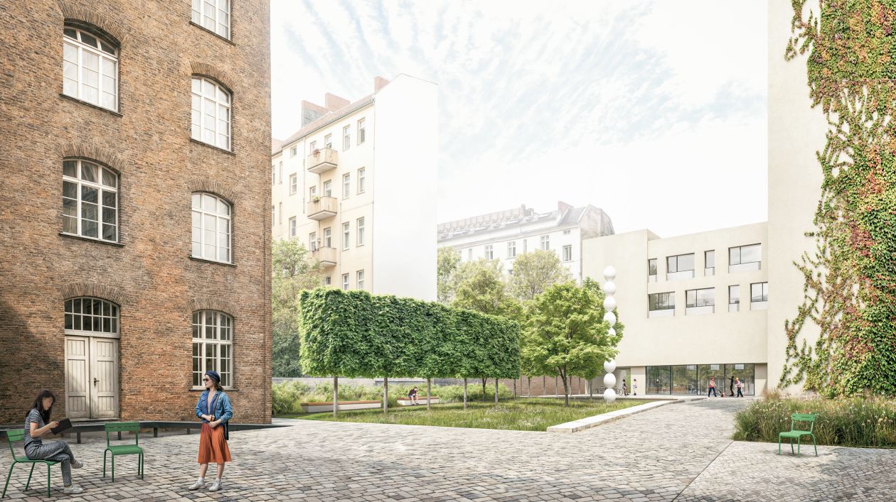 Entwurf des 1. Preisträgers für die Gestaltung des Innenhofs der Gipsformerei © 100Landschaftsarchitektur und studiofutura, beide Berlin mit Barbara Wille, Berlin