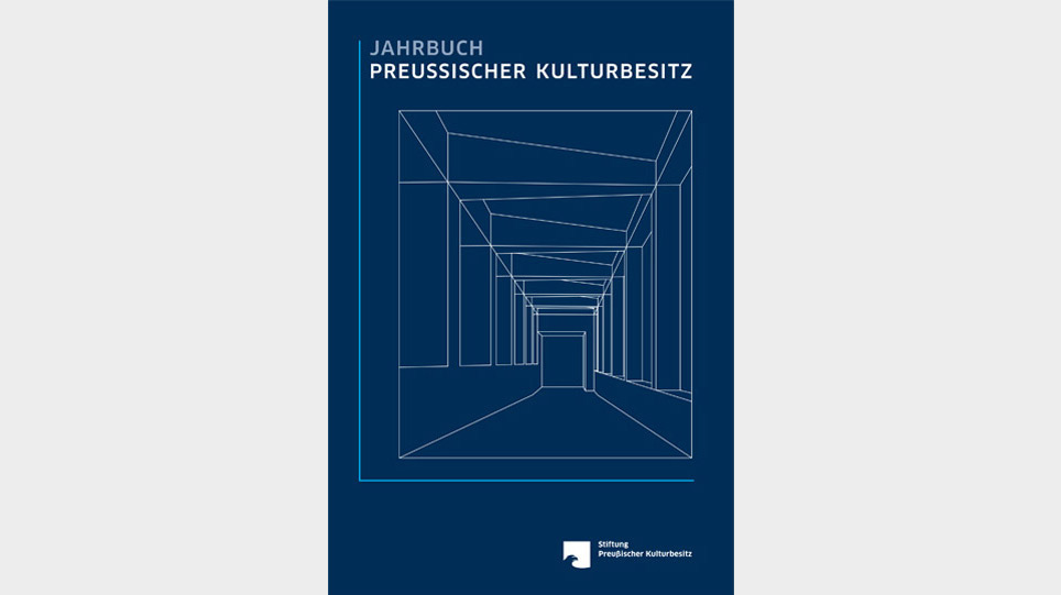 Jahrbuch-Umschlag mit Darstellung der Innenraumperspektive des Verbindungsganges für das Museum Berggruen zwischen dem westlichen Stüler-Bau und dem Erweiterungsgebäude am Spandauer Damm (opens enlarged image)