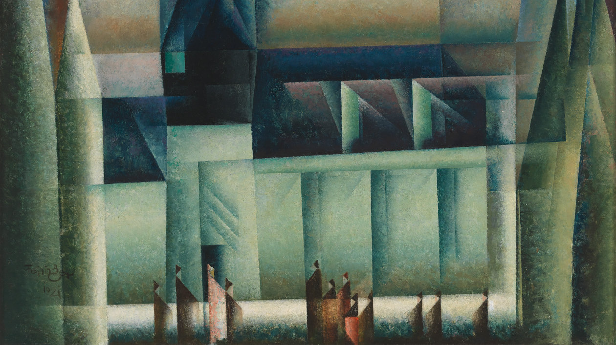 Gelmeroda VIII von Lyonel Feininger von 1921 gehörte den ehemaligen Staatlichen Kunstsammlungen Weimar, wurde 1937 beschlagnahmt und befindet sich heute im Whitney Museum of Modern Art, New York Das Gemälde Gelmeroda VIII von Lyonel Feininger ist ein abstraktes Werk in dunklen Farben und bildet Menschen vor der Kirche Gelmeroda ab