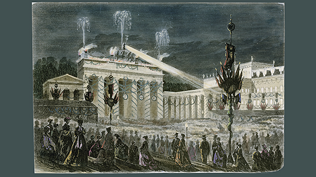 BPK 3.656 "Das Triumphfest in Berlin - die Illumination des Brandenburger Tores am Abend des 16.Juni 1871"